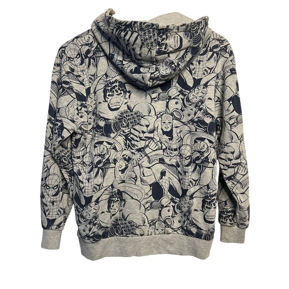 Marvel Comics Themed  Sweatshirt Hoodie Youth Large Gray & Navy TV Super Hero - Picture 2 of 16